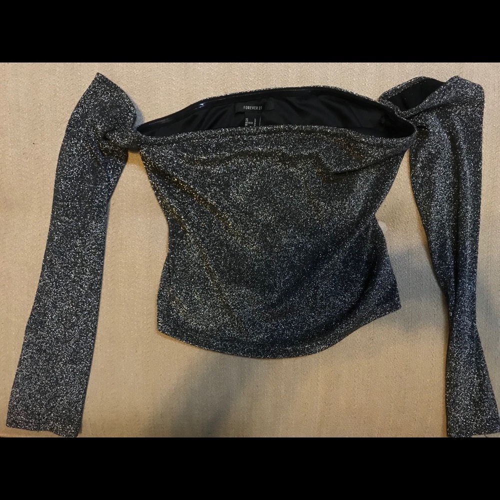 Sparkly Off Shoulder Long Sleeve